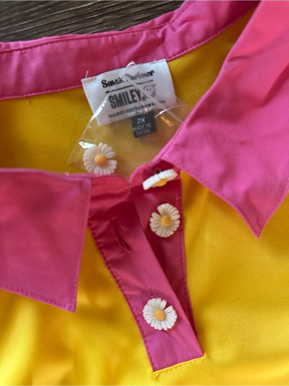 Unique Vintage Yellow Gingham Mini Dress with Floral Appliqué - Picture 5 of 6